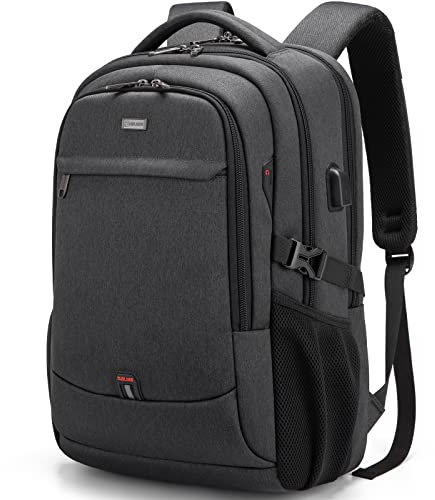DUSLANG Mochila portátil de 17 pulgadas para viajes mochila universitaria Casual resistente al agua para hombres/mujeres bolso portátil con puerto de carga USB, negro