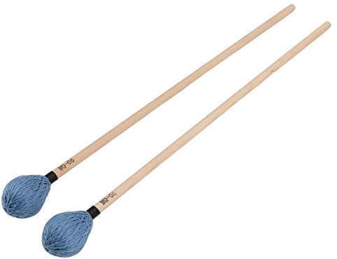 1 Paar Marimbaschlägel mit Mittelhartem Garnkopf und Ahorngriffen Percussion-Vibrophonschlägel Yarn Drum Sticks MQ‑06(Blau)