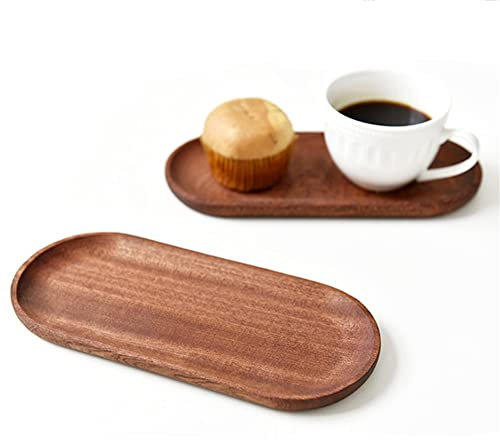 Confezione da 2 piatti da portata e vassoi in legno naturale con bordo, rettangolari per evitare lo scivolamento e la fuoriuscita di cibo (vassoi in noce x 2 pezzi)