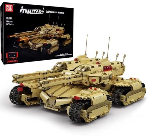 Mould King 20011 Technology MOC Building Block Tank, Remote Control Rechargeable Military Mammoth Tank, RC Tank Model Kits for Adult, 3296 Pieces