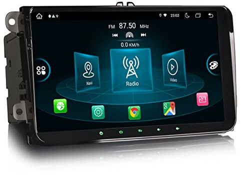 Erisin 8-Core 4GB+64GB Android 14 Autoradio Bluetooth GPS Navigatore per VW T5 Polo Golf 5/6 Passat Polo Tiguan Sharan Seat Skoda, 9 pollici Schermo IPS Support CarPlay Android Auto DAB+ FM USB Wifi