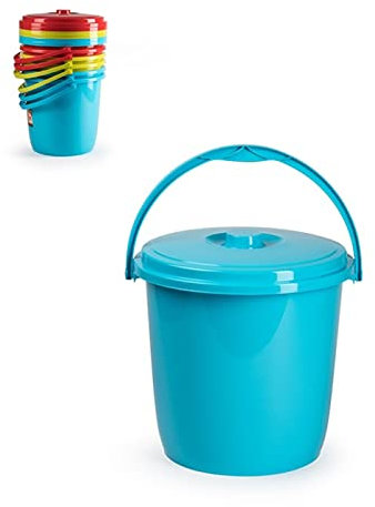AC - Cubo de Basura Eco 15L - Cubo con Asa - Reciclaje - Plástico Resistente - Ideal para Hogar, Trabajo, Hostelería - Color Aleatorio (Rojo, Verde, Azul)