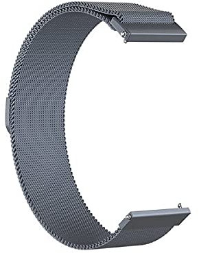 Strap-it 22mm Universal Edelstahl Uhrenarmband - Schnellverschluss Milanese Metallarmband mit Magnetverschluss für Alle (Smart) watches für Damen und Herren - Space grijs