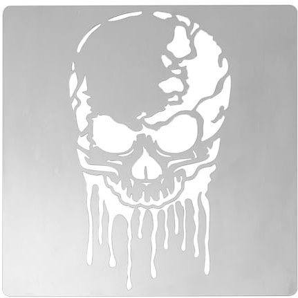 FINGERINSPIRE Totenkopf Metallschablone 15,6cm Metall Totenkopf Muster Schablone Edelstahl Totenkopf Schablone für Scrapbooking Halloween Dekoration Schablone für Gravur, Pyrographie, Journal