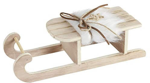 CHICCIE Holzschlitten Beige 24x8x7cm - Weihnachtsdekoration