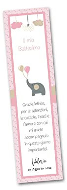 30 Markierungen für Partys, personalisierbar, Taufe, 40 x 150 cm, gedruckt auf Karton, 300 g, für Kinder/Baby, gebrauchsfertig und einfach auszufüllen (Elefante Rosa)