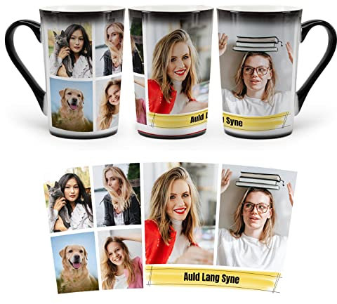Taza personalizada, tazas cambiantes de color personalizadas, taza de café mágica con foto, imagen, nombre, texto, regalos para él, ella (6 Collage Images)