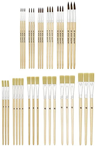 K3T 49411 Pinsel-Set 12tlg (Borstenpinsel Gr??e 4, 6, 8, 10, 12 und 14 - Haarpinsel Gr??e 1, 2, 4, 6, 8 und 10), Natur, 12 Verschiedene Pinsel (3)