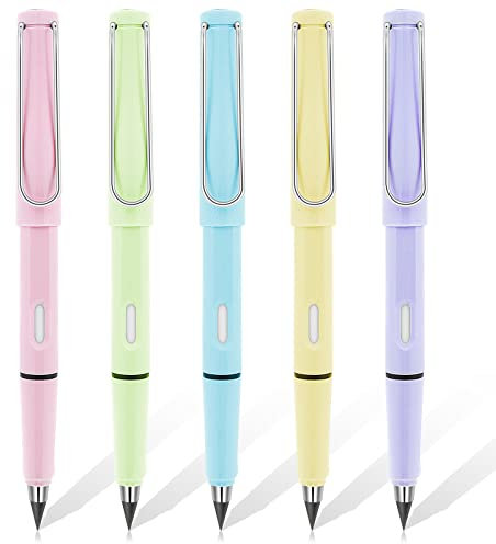 TIESOME 5Pcs Ewiger Bleistift, Unendliche Bleistift Inkless Bleistifte Eternal mit Radiergummi Unbegrenztes Schreiben, Wiederverwendbare Infinity Pencil, NO-Sharpening Bleistifte für Kinder Student