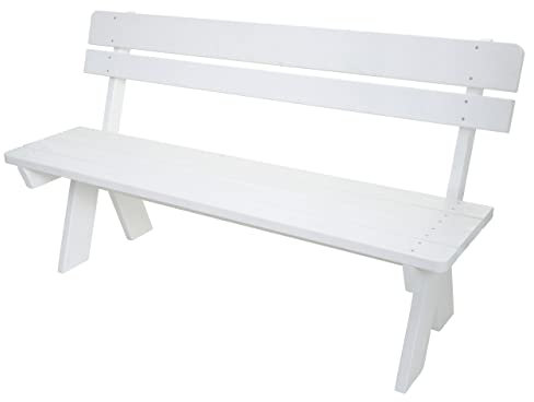 Mendler Gartenbank HWC-L66, Sitzbank Holzbank Parkbank, Gastronomie-Qualität, Massiv-Holz 148cm - weiß