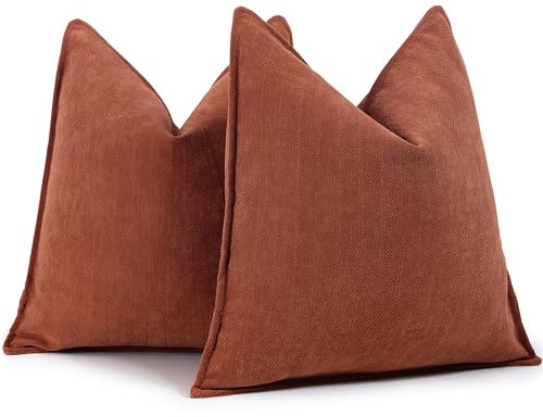 ZWJD Rost Kissenbezug 50x50 2er Set Chenille Kissenbezüge Sofakissen Kissenhüllen mit elegantem Design, weiche und luxuriöse dekorative Dekokissen für Couch, Bett und Heimdekoration