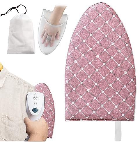 Pink Garment Steamer Ironing Glove With Finger Loop, Heat Resistant, Anti Steam, Includes Storage Bag