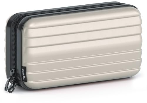 stardis Trousse de Toilette Rigide - pour Homme et Femme - en Forme de Valise - Étanche - Mini Valise - Aspect - pour Femmes, Hommes, Enfants, Gris Chaud, Trousse de Toilette