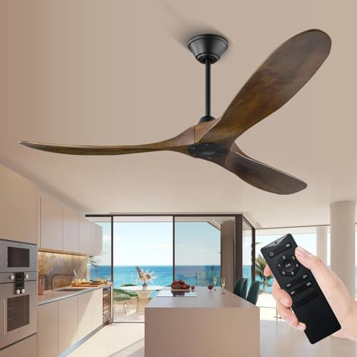 XSGDMN Deckenventilator im Freien ohne Licht, Deckenventilator Leise mit Fernbedienung, Moderner Deckenventilator Groß, Reversibler DC Motor, Deckenventilator für Niedrige Räume Terrassenüberdachung