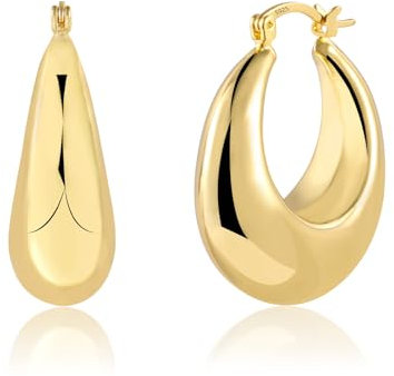 ALEXCRAFT 14K Dick Creolen Gold Goldener Ohrringe Vergoldet für Damen Chunky Hoops Gold Geschenk für Frauen Freundin Mama Mädchen