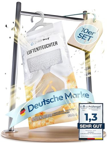 PEARWAY Luftentfeuchter Beutel XL 10x250g - Feuchtigkeitsabsorber - Moisture Absorber - Luftentfeuchter Fenster & Schrank - Entfeuchter Beutel - Luftraumentfeuchter zum Aufhängen