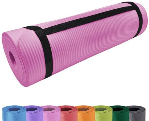 Deluxe Yogamatte Rutschfest und Gepolstert Tragegurt extra dick 15mm - Premium Gymnastikmatte mit Tragegriff für Zuhause und Draußen - auch als Isomatte oder Campingmatte 180 x 60,5 cm (Rosa)