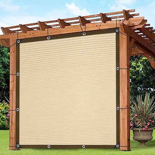 Voile d'ombrage rectangulaire avec œillets - Respirant - Protection solaire - Filet d'ombrage pour serre - Terrasse - Jardin - Plantes - Clôture - Chenil - Camping - Beige