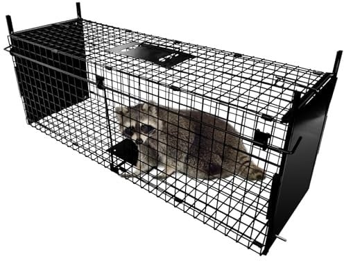 Thealyn Tierkäfig Falle 105 X 40 X 31 cm Doppeltür Tierkäfig Falle Metall Falle Käfig Humane Lebendtierfalle für Kaninchen, streunende Katze, Eichhörnchen, Waschbär, Maulwurf, Gopher, Opossum