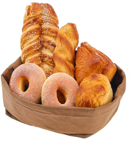 Meiwlong Artificial Bread 8 Pack Realistic Fake Baguette & Bread Loaf Set,Decorative Breads for Photography Props, Kitchen Display, Fake Food Props, Home Decor