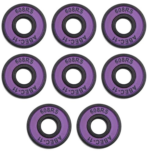 Tiardey 8-teiliges Kugellager für Skateboard-Hochgeschwindigkeit, Skateboard-Zubehör 608 RS ABEC-11 für Skateboard-Achsen (lila)