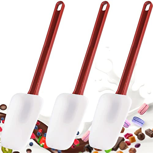 16-Inch Silicone Rubber Spatulas Pack of 3, Commercial Silicone Spoonulas for Cooking, High Heat Resistant, Nonstick Baking Spatulas