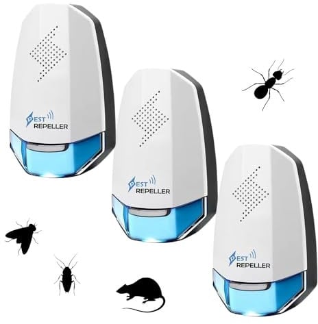 Gardenhome ® PEST INSECT 3 MODELLO 2024 pack Antizanzare Repellente Ultrasuoni Professionale, Antizanzare Repellente Ultrasuoni Professionale Per Formiche,Topi,Zanzare,Ragni,Mosche,Insetti,Scarafaggi