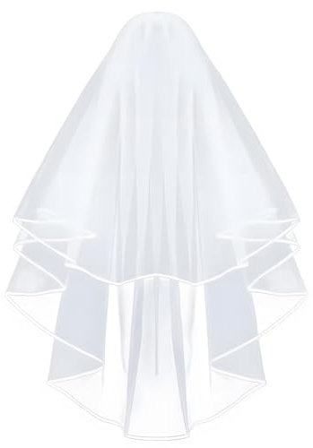 Zeayebsr Damen-Schleier, Brautschleier, Hochzeitsschleier, Kurze, Elegante Brautschleier aus Tüll, Länge, geeignet für Hochzeit, Junggesellenabschied
