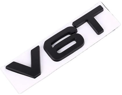 VISIYUBL Autoaufkleber 3D V6T V8T Logo Metall Emblem Abzeichen Aufkleber Verschiebung Aufkleber Passend for Audi S3 S4 S5 S6 S7 S8 A4L A5 A6L A7 Q3 Q5 Q7(Black V6T)