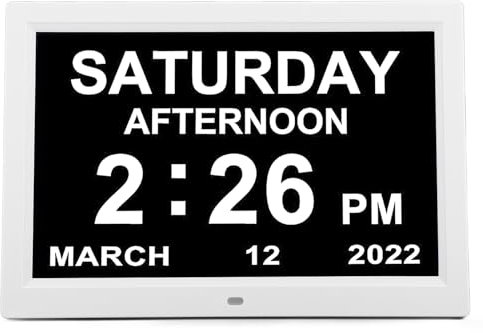 Jectse 12-Zoll-Digitalkalenderuhr, 12 Alarmoptionen, Dimmbarer Elektronischer Kalender, Extra Große Digitaluhr mit Großer Zahl für Sehbehinderte und Tag und Datum, für Demenz-Senioren