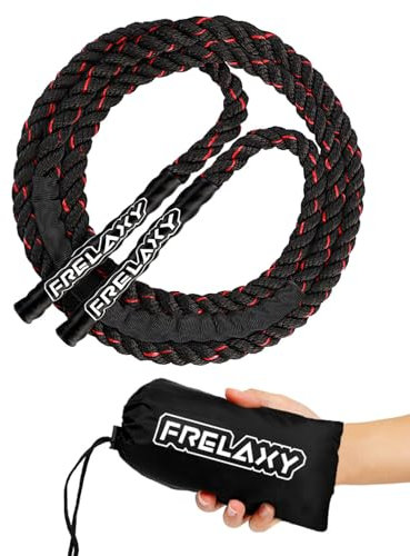 Frelaxy Jump Rope 1LB, Weighted Jump Rope for beginners, Heavy Jump Ropes for Fitness, Total Body Workouts, Weight Loss, Strength Training, Compact Skipping Rope for Home Gym Workout Equipment (Black)