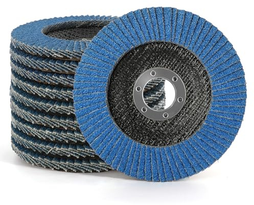 Kcmell Flap Discs 115mm, 10 Pack 60 Grit Zirconia Grinding Discs 4.5 Inch Angle Grinder Sanding Discs for Polishing Grinding Metal Wood Stainless Steel