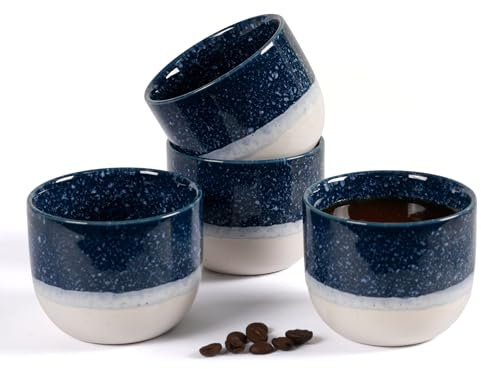 ZEBERBO Lot de 4 tasses à expresso en céramique à double paroi pour tasses Nespresso, tasses à café en demi-tasse à café émaillée spéciale pour machine (bleu)