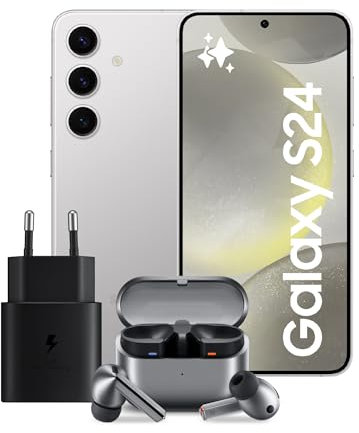 Samsung Galaxy S24 Smartphone AI, Caricatore incluso, Display 6.2'' FHD+, Fotocamera 50MP, RAM 8GB, 256GB, Marble Gray + Galaxy Buds3 Pro Auricolari in-ear True Wireless, Silver 2024
