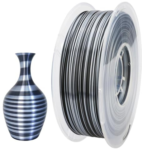 CC3D Seide Süßigkeiten PLA Filament Schwarz Silber 1,75 mm 1KG dynamische Karamellfarbe PLA 3D Drucker glänzendes Bicolor Filament Farbwechsel für Materialien PLA Schwarz Silber