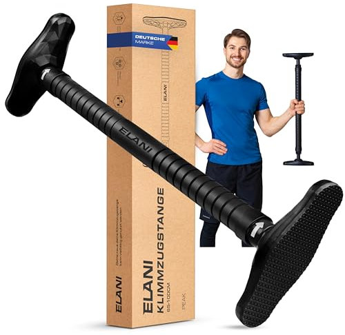 ELANI – sichere Klimmzugstange 70-92 cm bis 200 kg für Türrahmen ohne Bohren mit innovativer Gewindesperre – Pull Up Bar, Türreck Klimmzugstange Türrahmen, Klimmzug, Klimzugststange