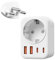 Adattatore Svizzera UE, 5 in 1 Adattatore da Viaggio Svizzera con 1 AC & 2 USB-C & 2 USB-A (3.4A), Adattatore Svizzera a 3 pin per Liechtenstein, Madagascar, Maldive, Ruanda, Spina da Viaggio Tipo-J