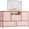 Baloveby Commode à 8 Tiroirs, Meuble TV avec Lumière LED, Station de Charge, Commode pour Chambre, Salon, Couloir avec Structure en Métal, Plateau de Table en Bois (Rose)