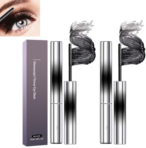Facelove Iron Eye Mascara 2 PCS Ironeye Mascara Iron Eye Eisenlocke Mascara Face Love Mascara Iron Eye Mascara 3D-Curling-Mascara Wasserfest Schlank Lockig Nicht Verschmierend (Schwarz 8g)