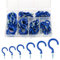 Tahbarshi 75PCS Blue Metal Ceiling Hooks, Vinyl Coated Screw-In Wall Hooks for Hanging Plants, Cups, Utensils, Lights and for Indoor & Outdoor Use