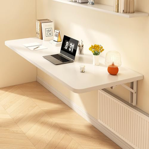 Laneryin Folding Computer Desk Wall Mounted Folding Table For Corridor Study Living Room Wall Table Wall Heavy Duty Collapsible Wall Table Provides Extra Wor Dining Space (White, 60x40cm)