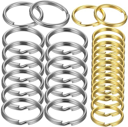 SEWACC 200stücke Schlüsselanhänger-ringe Aus Kupfer Und Edelstahl Kleine Geteilte Runde Schlüsselanhänger-creolen Für Schlüsselorganisation Und Bastelarbeiten