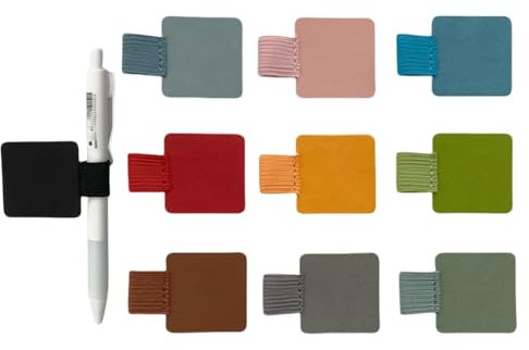 Naisfei Lot de 10 passants pour stylo autocollants en cuir synthétique pour journal intime avec boucle élastique pour tablette, agenda, calendrier, carnet de notes (40 x 40 mm)