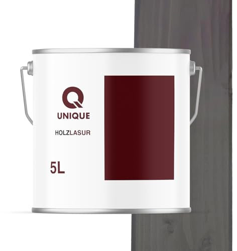 Q UNIQUE Holzlasur Satin 5L | Holzschutz & Farbe für außen & innen | Farbe: Anthrazit | Für Garten, Zäune, Fassaden, Möbel