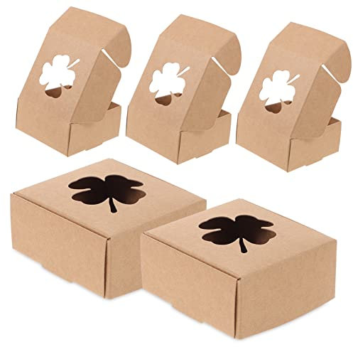 FRCOLOR 20stücke Kraftpapierboxen Mit Vierblättrigem Kleeblatt- Handgemachte Geschenkboxen Für Geburtstag Abschlussfeier Und Weihnachten