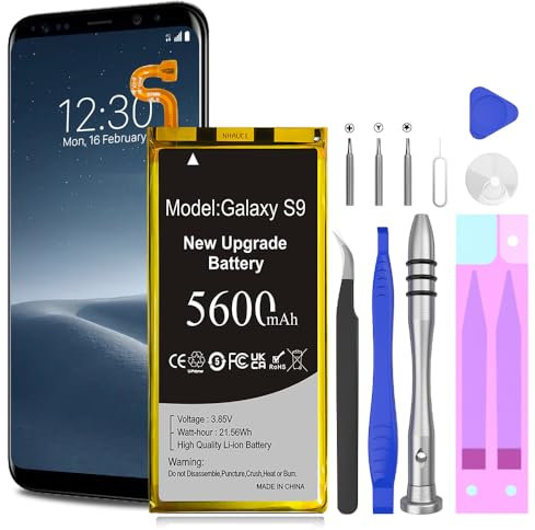 [5600 mAh] Akku für Samsung Galaxy S9, Ersatzakku mit hoher Kapazität für Samsung Galaxy S9 SM-G960F, EB-BG960ABA mit Reparaturwerkzeug-Set
