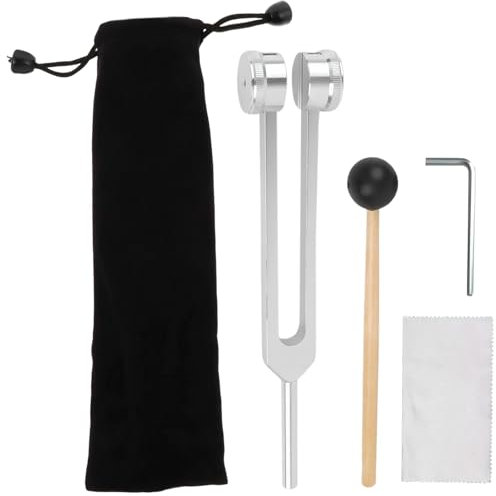 Tuning Forks for Healing, 128Hz Healing Instrument, 5 PCS Tuning Fork Set with 128hz Tuning Fork Silicone Hammer Wrench Cloth and Storage Bag, Tuning FFork 128hz for Meditation Yoga and Sound Therapy