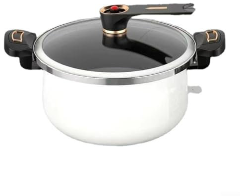 Sumsoctober Pentola a pressione di grande capacità per stufati e zuppe, pentola antiaderente multiuso per piano cottura a gas e induzione (7L bianco)