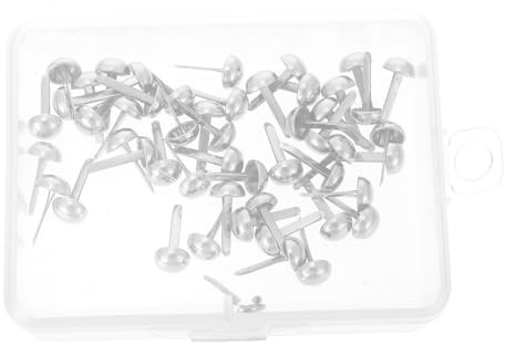 HOMOBABE 50 Pezzi Mini Brads Due Piedi in Metallo Chiodi Decorativi per Artigianato Accessori per Scrapbook e Bianco
