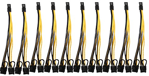 Qomcsrl 10 StüCk 6 Pin auf Dual PCIe 8 Pin (6 + 2) Grafik Karte PCI Express Power Adapter GPU VGA Y-Splitter VerläNgerung Kabel Mining